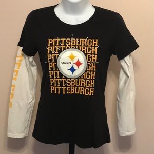 Pittsburgh Steelers 2-in-1 Layered Look Girls Long Sleeve Shirt